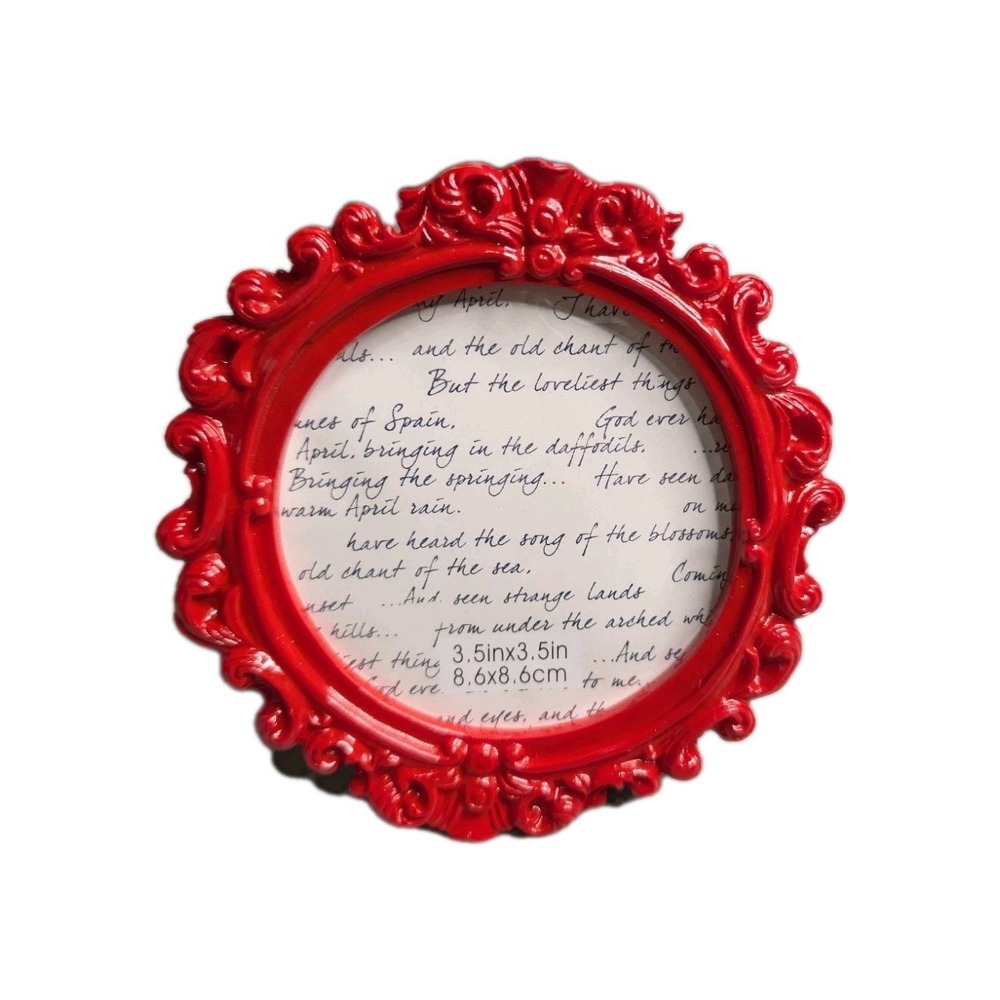 Michaels Ornate Baroque Red Round Picture Frame - Small Tabletop 3.5x3.5